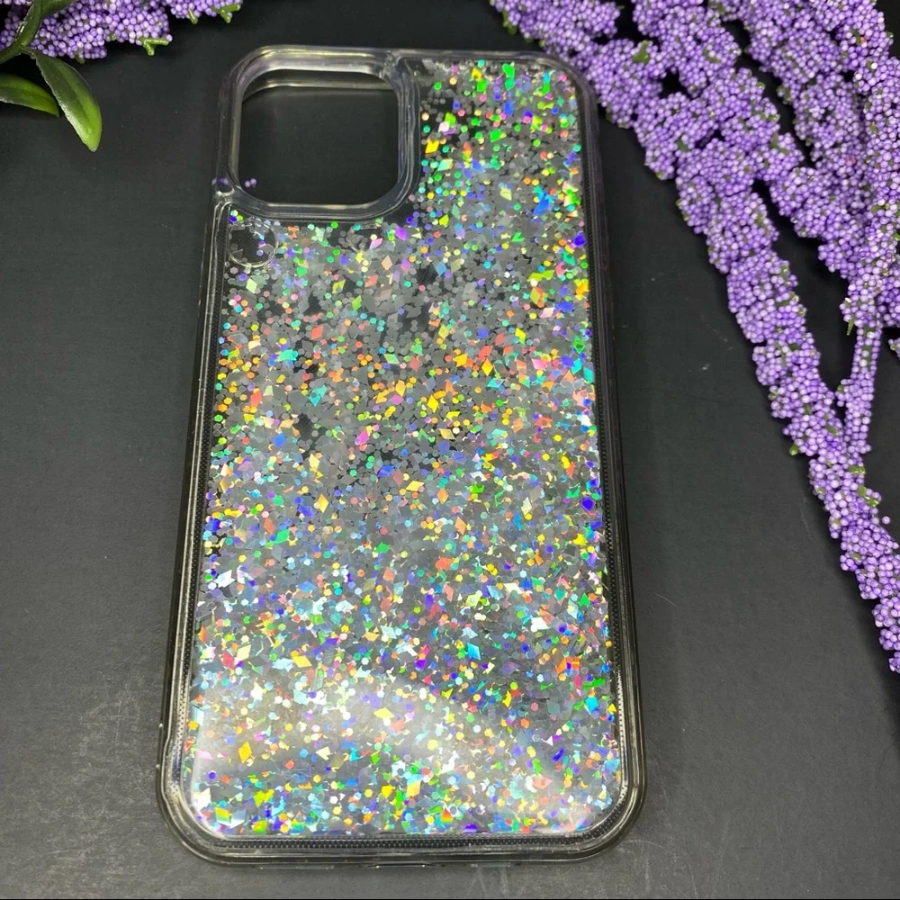 iPhone 12 Clear and Glitter Silver Cover